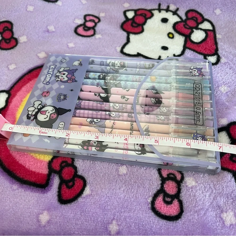 Set of 12 Kuromi Black Ink Pens in a Plastic Carrying Case